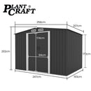 PlantCraft Galvanised Steel Garden Shed 2.58 x 2.07 x 2.02m, with 2 Sliding Doors, 4 Air Vents, Gable Roof, Floor Frame-2
