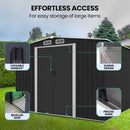 PlantCraft Galvanised Steel Garden Shed 2.58 x 2.07 x 2.02m, with 2 Sliding Doors, 4 Air Vents, Gable Roof, Floor Frame-6