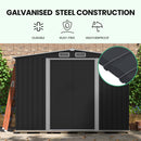 PlantCraft Galvanised Steel Garden Shed 2.58 x 3.13 x 2.02m, with 2 Sliding Doors, 4 Air Vents, Gable Roof, Floor Frame-3