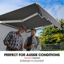Shade Shield 2 x 1.5M Retractable Grey Folding Arm Awning, Powder Coated 6063 Aluminium, with Hand Crank, for Outdoor Patio-3