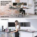 Fortia Corner Standing Desk, 1730W x 1730W x 750D, 3 Motors, 120kg Load, Sit to Stand Up Electric Height Adjustable, Black/White Frame-10