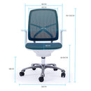FORTIA Ergonomic Office Desk Chair, Coolmesh Fabric, Adjustable Recline, Blue Mesh/White Frame-2