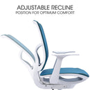 FORTIA Ergonomic Office Desk Chair, Coolmesh Fabric, Adjustable Recline, Blue Mesh/White Frame-4