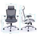 FORTIA Ergonomic Office Desk Chair, Coolmesh Fabric, Headrest, Adjustable Lumbar Support, Armrests and Recline, Dark Grey Mesh/White Frame-2