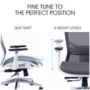 FORTIA Ergonomic Office Desk Chair, Coolmesh Fabric, Headrest, Adjustable Lumbar Support, Armrests and Recline, Dark Grey Mesh/White Frame-8