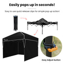 RED TRACK 3x3m Ultra Compact Folding Gazebo, Walls, Carry bag, Portable Outdoor Popup Marquee for Camping Beach, Black-6