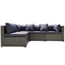 LONDON RATTAN 4 Seater Modular Outdoor Lounge Sofa Setting, Grey-1
