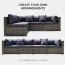 LONDON RATTAN 4 Seater Modular Outdoor Lounge Sofa Setting, Grey-3