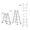 Bullet 2.9m Folding Aluminium Multipurpose Ladder, w/ Workshelf Platform, Spring Assisted Rapid Safety Lock Adjusters-2