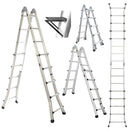 Bullet 5.1m Folding Aluminium Multipurpose Ladder, w/ Workshelf Platform, Spring Assisted Rapid Safety Lock Adjusters-1