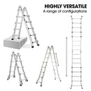 Bullet 5.1m Folding Aluminium Multipurpose Ladder, w/ Workshelf Platform, Spring Assisted Rapid Safety Lock Adjusters-4