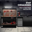 BAUMR-AG Steel Garage Workbench with LED Lights Pegboard Tool Storage Work Bench Workshop Table-4