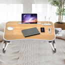EKKIO Multifunctional Portable Bed Tray Laptop Desk with USB Charge Port (burlywood)-3