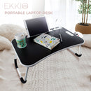 EKKIO Multifunctional Portable Bed Tray Laptop Desk with USB Charge Port (Black)-2