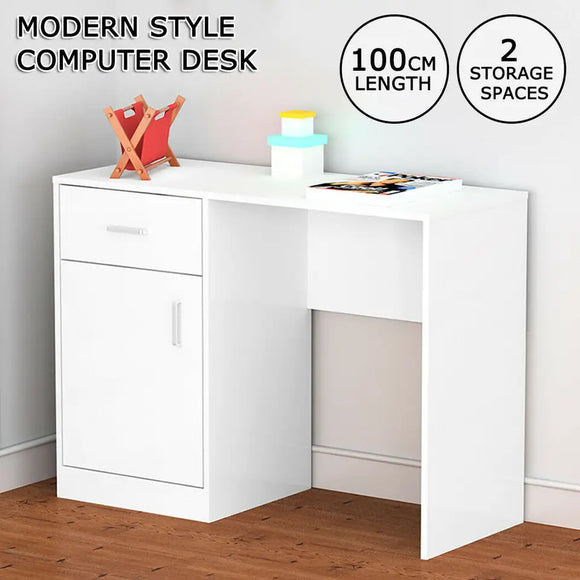 EKKIO Office Computer Desk with 1 Drawer (White)
