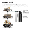 GOMINIMO 3 Tier Rotating Spice Rack Square Shape (Black)-5