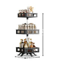 GOMINIMO 3 Tier Rotating Spice Rack Square Shape (Black)-7