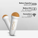 GOMINIMO Portable Bluetooth Karaoke Speaker with 2 Wireless Microphones and Lights (Beige)-8