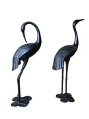 2 Piece Crane Couple Metal Statue Set-3