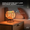 Orku Himalayan Pink Salt Lamp + Iron Bowl Basket - Hand Carved Night Light-2