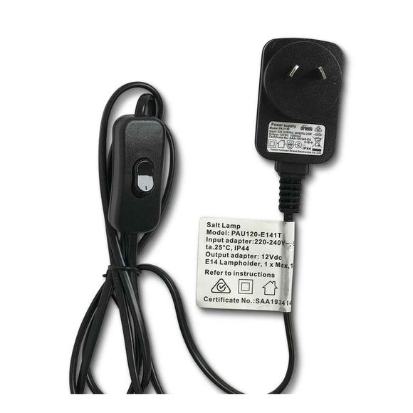 12W 12V Himalayan Pink Salt Lamp - Bud Iron Basket Rock Crystal Light Bulb On/Off Switch