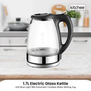 Kitchee 1.7L Glass Electric Kettle LED Light Cordless 360 Water Boiling Jug-2