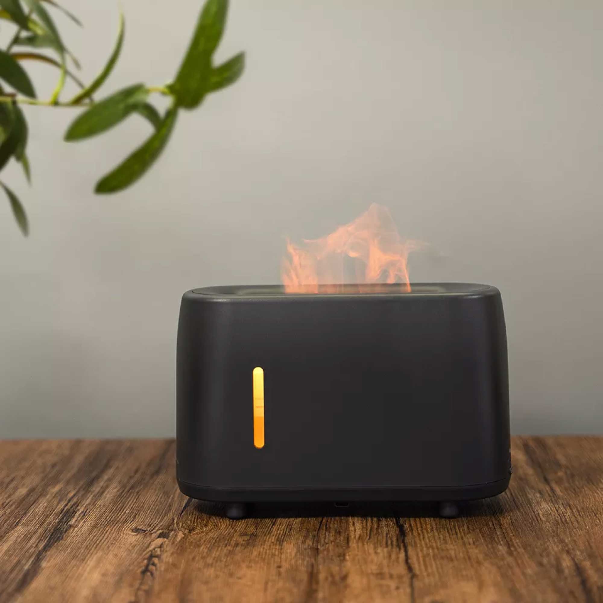 Essential Oil Aroma Diffuser and Remote - Grey 240ml Flame Fire Style Air Humidifier - 0