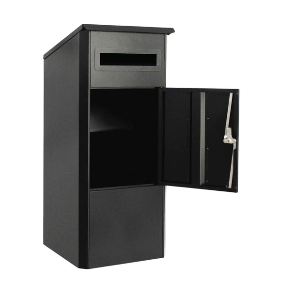 Parcel Delivery Drop Box Mailbox - Secure Home Package Locker 38x38x90cm Black