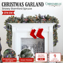 Christabelle 2.7m Christmas Garland Snowy with LED Lights Stamford Spruce Tree Decoration Ornament-8