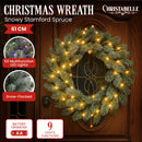 Christabelle 61cm Christmas Wreath Snowy Stamford Spruce with Coloured LED Lights Front Door Decoration Ornament-2