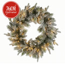 Christabelle 76cm Christmas Wreath Snowy Stamford Spruce with LED Lights Front Door Decoration Ornament-2
