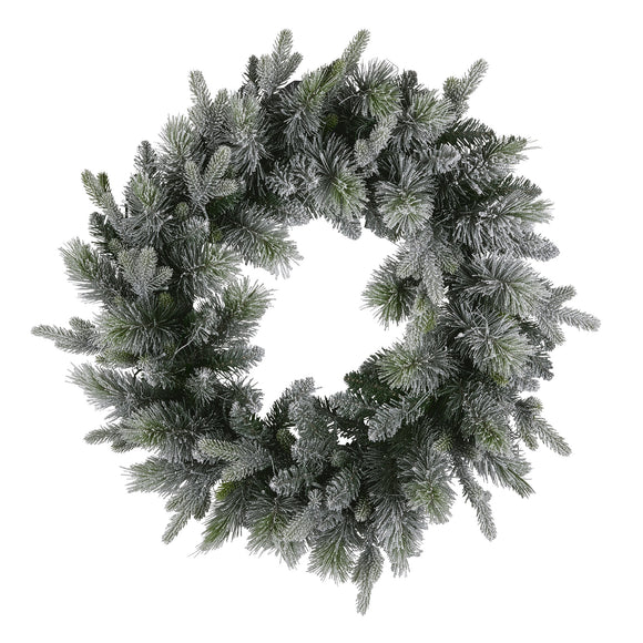 Christabelle 76cm Christmas Wreath Snowy Stamford Spruce with LED Lights Front Door Decoration Ornament