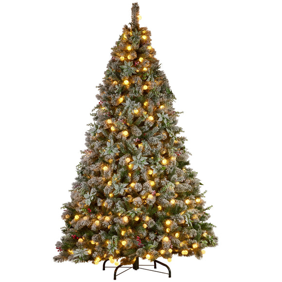 Christabelle Snowy Crown Pine 2.7m Multicolour Pre-Lit Christmas Tree with 2429 Tips