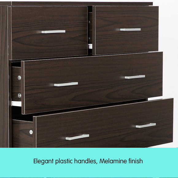 Sarantino Tallboy Dresser 6 Chest Of Drawers Cabinet Storage 85 x 39.5 x 105 in Brown
