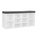 Sarantino Shoe Rack Cabinet Organiser Grey Cushion Sttol Bench Ottoman - 104 X 30 X 45 - White-1