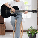 Karrera 38in Pro Cutaway Acoustic Guitar with Carry Bag - Black-10