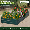 Wallaroo Garden Bed 210 x 90 x 30cm Galvanized Steel - Green-9