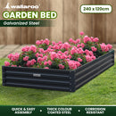 Wallaroo Garden Bed 240 x 120 x 30cm Galvanized Steel - Black-10