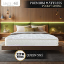 Laura Hill Mattress Queen Size Pillow Top Pocket Spring High Density Foam 22cm-3