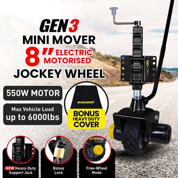 Mini Mover Gen3 12V 550W Electric Motorised Jockey Wheel - Black