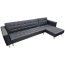 Sarantino Corner Faux Leather Sofa Bed Couch with Chaise - Black-2