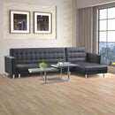 Sarantino Corner Faux Leather Sofa Bed Couch with Chaise - Black-6