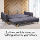 Sarantino Linen Fabric Corner Sofa Bed Couch Lounge With Chaise Furniture - Dark Grey-5