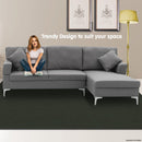 Sarantino 3 Seater Linen Sofa Lounge Left Side Chaise Couch Furniture Dark Grey L-shaped-5
