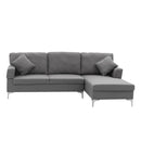 Sarantino 3 Seater Linen Sofa Lounge Left Side Chaise Couch Furniture Dark Grey L-shaped-9