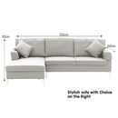 Sarantino Linen Corner Sofa Couch Lounge L-shape W/right Chaise Seat Light Grey-3