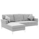 Sarantino Linen Corner Sofa Couch Lounge L-shape W/right Chaise Seat Light Grey-8
