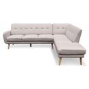 Sarantino Faux Linen Corner Sofa Lounge L-shaped Chaise Light Grey-4