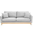 Sarantino 3 Seater Faux Velvet Sofa Bed Couch Furniture Light Grey-1