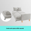 Sarantino 3 Seater Faux Velvet Sofa Bed Couch Furniture Light Grey-3